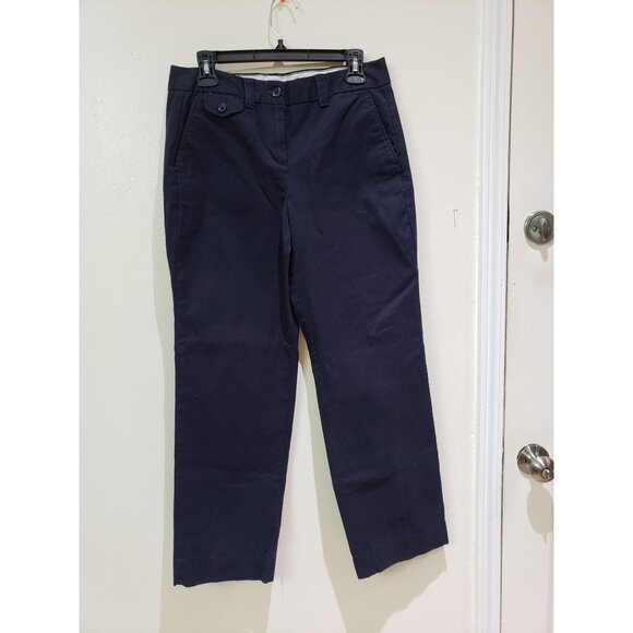 Women's Lands' End navy pants, straight leg, 100% cotton size 6 - Picture 1 of 8
